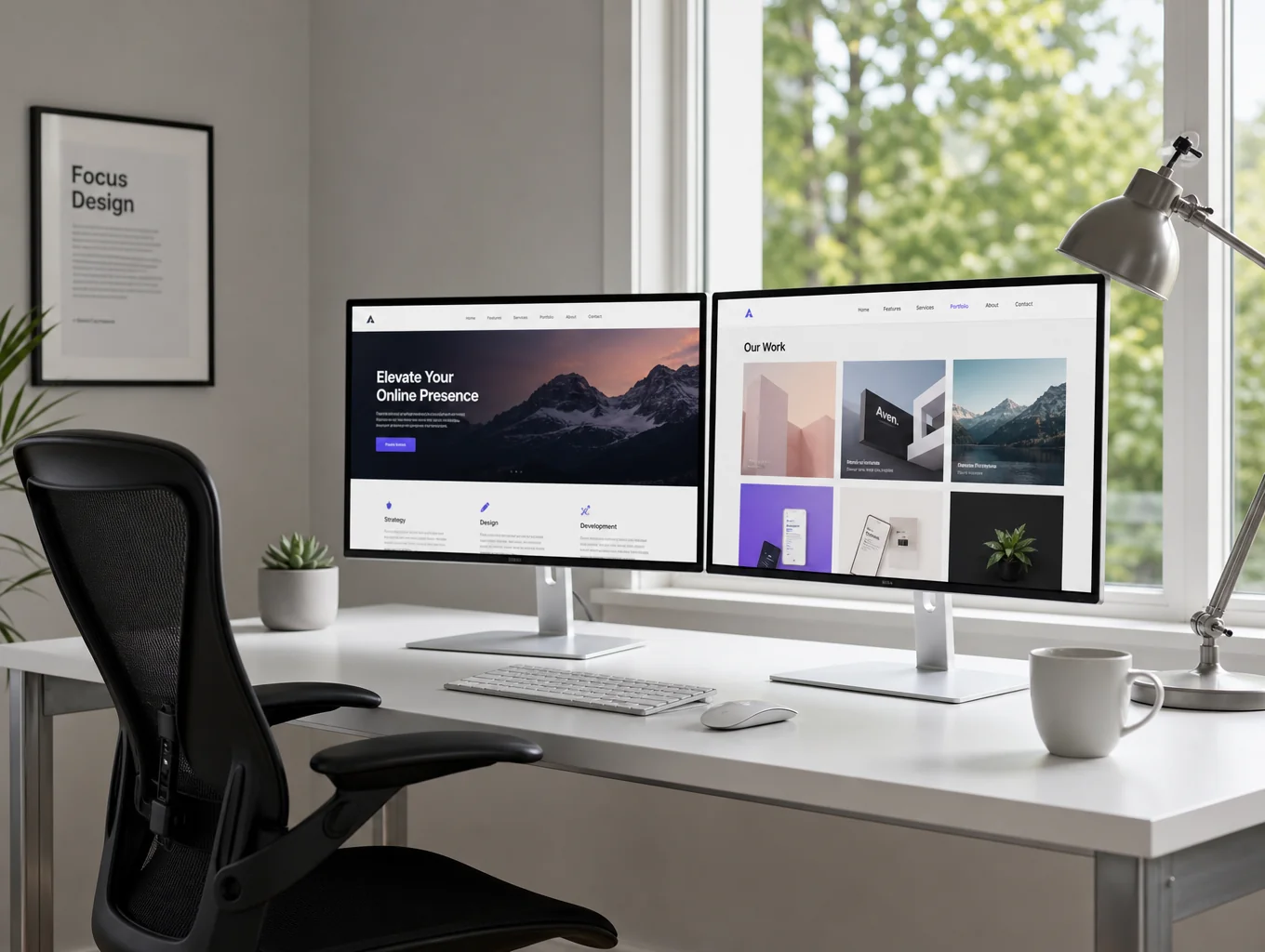Modern website layout on professional workstation